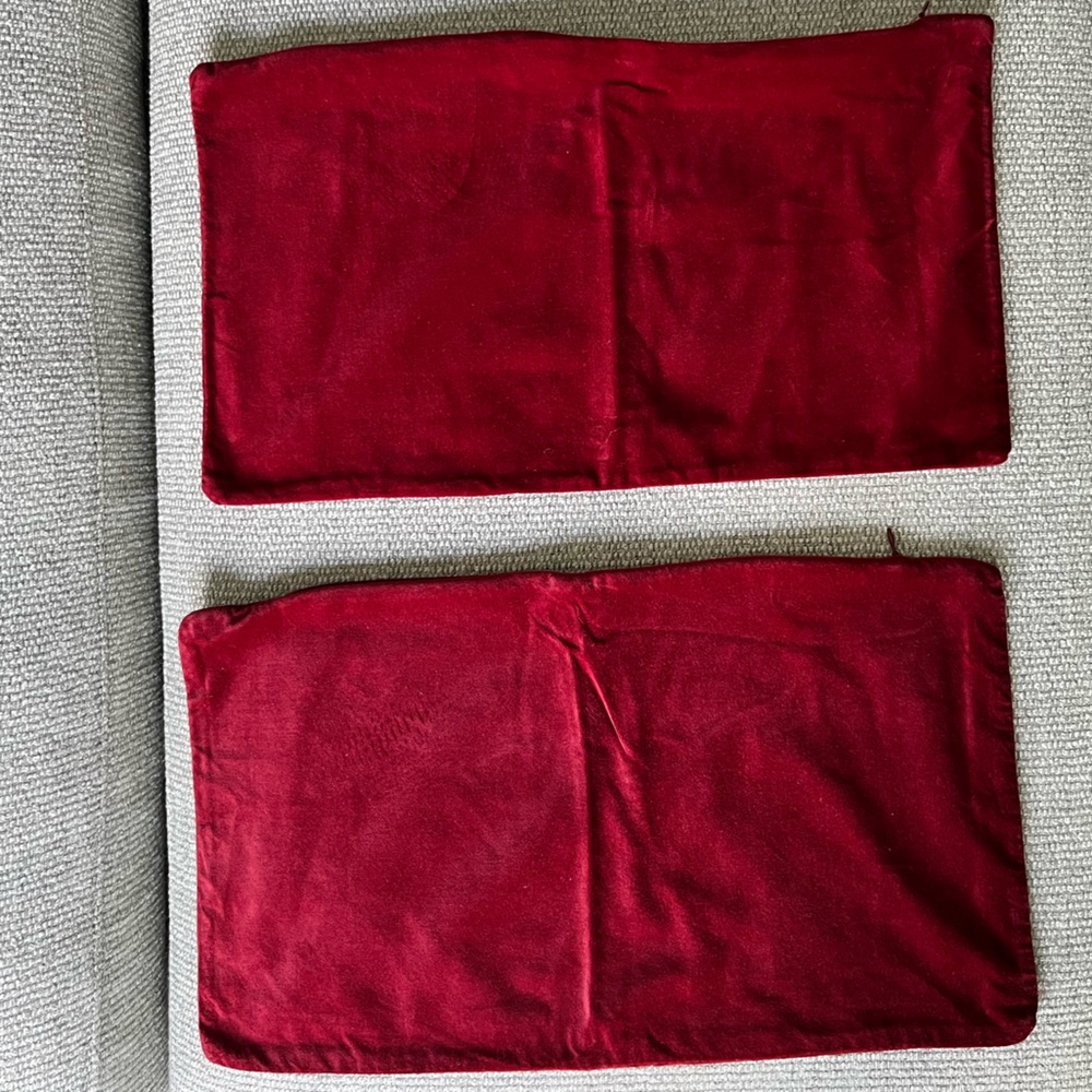 Pair of Cost Plus World Market Red Velvet Lumbar Pillow COVERS